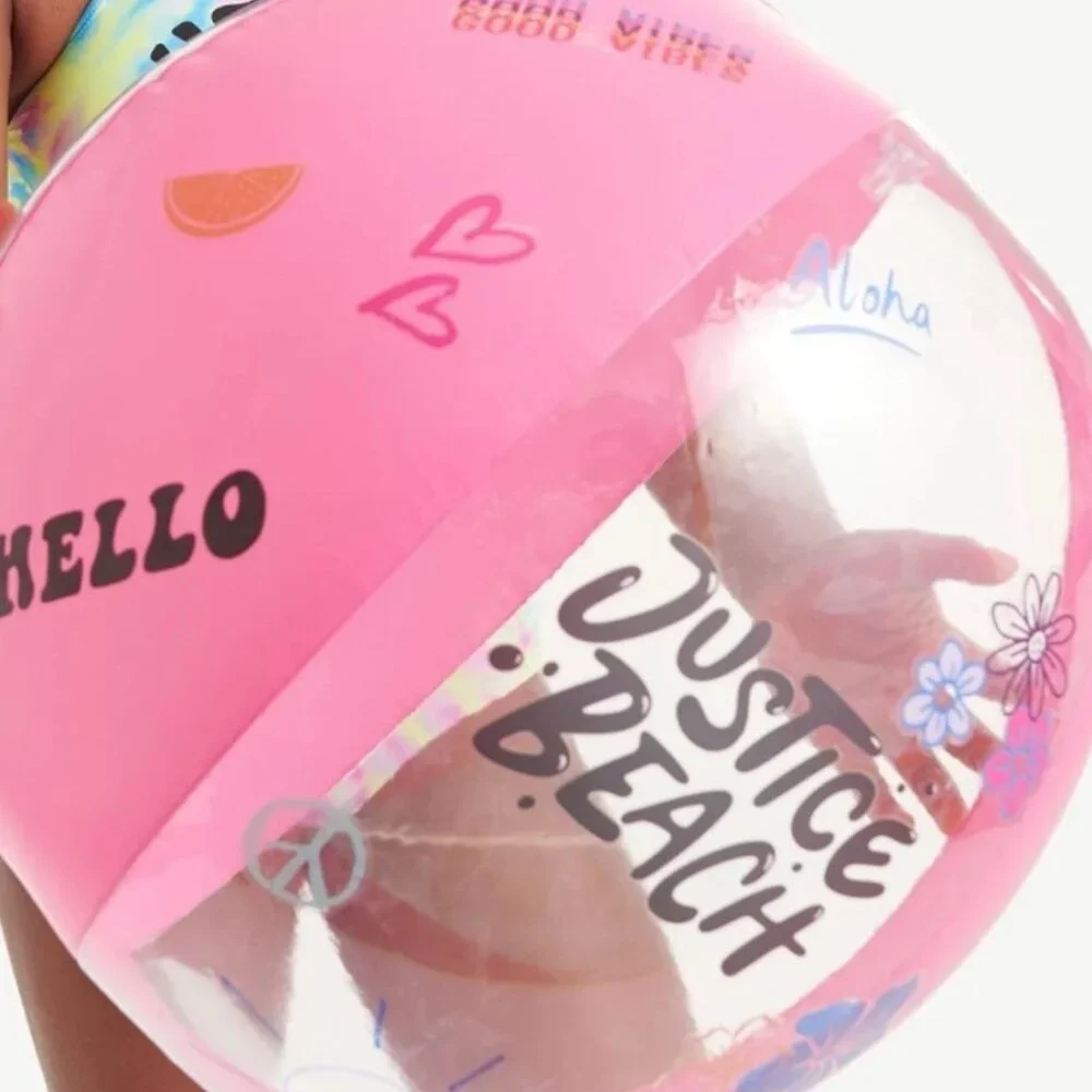 Justice Beach Inflatable Pink Beach Ball 18 Inches Decorate Your Ball NEW